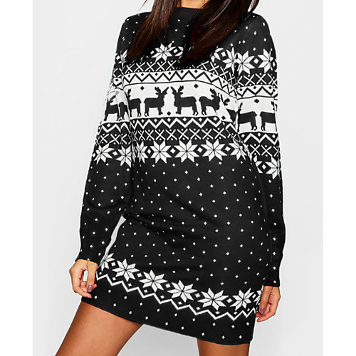 Women's Sweater Jumper Dress Short Mini Dress Black Blue Green Light Blue Long Sleeve Animal Print Round Neck Basic Christmas S M L XL
Women's Sweater Jumper Dress Short Mini Dress Black Blue Green Light Blue Long Sleeve Animal Print Round Neck Basic Christmas S M L XL