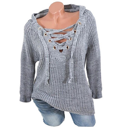 Women's Casual Lace up Solid Colored Long Sleeve Pullover Sweater Jumper, V Neck Spring / Fall / Winter White / Blue / Yellow S / M / L
Women's Casual Lace up Solid Colored Long Sleeve Pullover Sweater Jumper, V Neck Spring / Fall / Winter White / Blue / Yellow S / M / L