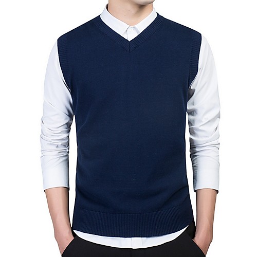

Men's Solid Colored Long Sleeve Vest Sweater Jumper, V Neck Black / Light gray / Dark Gray US32 / UK32 / EU40 / US34 / UK34 / EU42 / US36 / UK36 / EU44