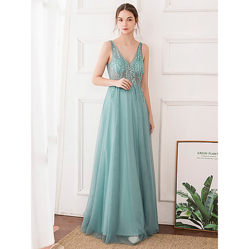 A-Line Elegant Prom Formal Evening Dress V Neck Sleeveless Floor Length Tulle with Beading 2021
A-Line Elegant Prom Formal Evening Dress V Neck Sleeveless Floor Length Tulle with Beading 2021