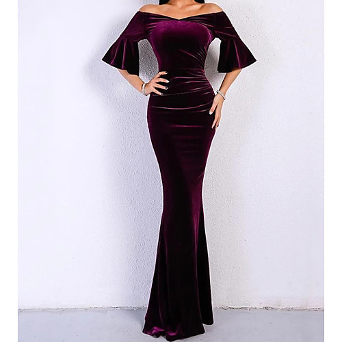 Sheath / Column Elegant Formal Evening Dress Off Shoulder Half Sleeve Floor Length Velvet with 2021
Sheath / Column Elegant Formal Evening Dress Off Shoulder Half Sleeve Floor Length Velvet with 2021