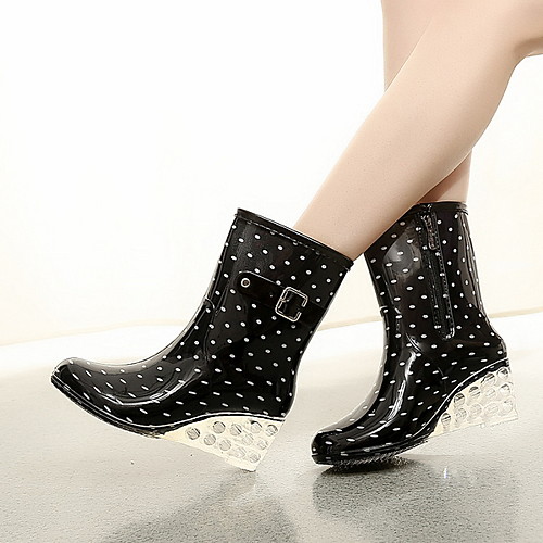 Women's Boots Rain Boots Wedge Heel Round Toe PVC Booties / Ankle Boots Fall & Winter Black / Wine 
Women's Boots Rain Boots Wedge Heel Round Toe PVC Booties / Ankle Boots Fall & Winter Black / Wine