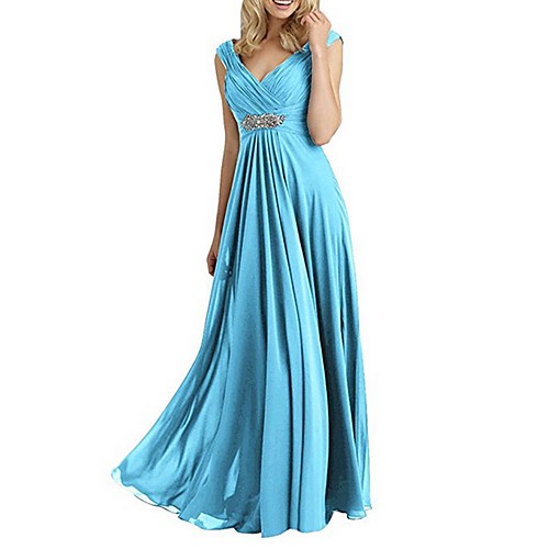 A-Line Empire Blue Wedding Guest Formal Evening Dress V Neck Sleeveless Floor Length Chiffon with Crystals 2020
A-Line Empire Blue Wedding Guest Formal Evening Dress V Neck Sleeveless Floor Length Chiffon with Crystals 2020