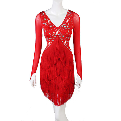 Latin Dance Dress Tassel Crystals / Rhinestones Women's Performance Long Sleeve Spandex
Latin Dance Dress Tassel Crystals / Rhinestones Women's Performance Long Sleeve Spandex