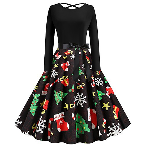 Women's A-Line Dress Short Mini Dress - Long Sleeve Geometric Christmas Black S M L XL XXL
Women's A-Line Dress Short Mini Dress - Long Sleeve Geometric Christmas Black S M L XL XXL