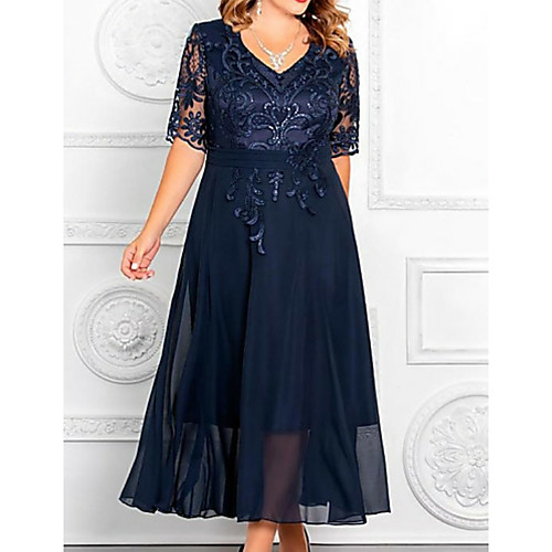 A-Line Mother of the Bride Dress Elegant Plus Size V Neck Ankle Length Chiffon Sequined Half Sleeve with Appliques 2020
A-Line Mother of the Bride Dress Elegant Plus Size V Neck Ankle Length Chiffon Sequined Half Sleeve with Appliques 2020