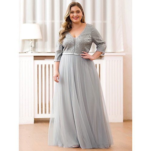 A-Line Plus Size Wedding Guest Formal Evening Dress V Neck Half Sleeve Floor Length Satin Tulle with Pleats Sequin 2021
A-Line Plus Size Wedding Guest Formal Evening Dress V Neck Half Sleeve Floor Length Satin Tulle with Pleats Sequin 2021