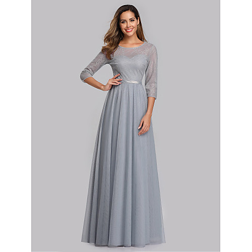 A-Line Elegant Formal Evening Dress Jewel Neck 3/4 Length Sleeve Floor Length Lace Tulle with 2021
A-Line Elegant Formal Evening Dress Jewel Neck 3/4 Length Sleeve Floor Length Lace Tulle with 2021