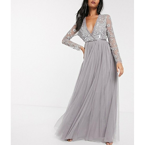 A-Line Elegant Formal Evening Dress Plunging Neck Long Sleeve Floor Length Tulle with Pleats Sequin 2021
A-Line Elegant Formal Evening Dress Plunging Neck Long Sleeve Floor Length Tulle with Pleats Sequin 2021