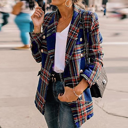 Women's Daily Fall & Winter Regular Coat, Plaid Notch Lapel Long Sleeve Polyester Black / Wine / Purple
Women's Daily Fall & Winter Regular Coat, Plaid Notch Lapel Long Sleeve Polyester Black / Wine / Purple