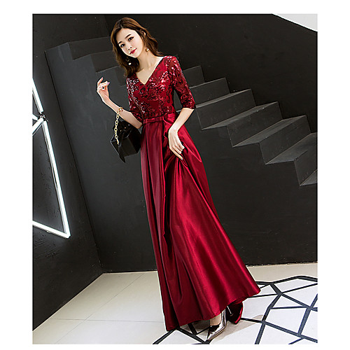 A-Line Sparkle Elegant Wedding Guest Prom Formal Evening Dress V Neck Half Sleeve Floor Length Satin Sequined with 2021
A-Line Sparkle Elegant Wedding Guest Prom Formal Evening Dress V Neck Half Sleeve Floor Length Satin Sequined with 2021