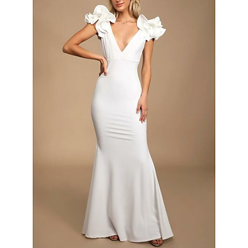 Sheath / Column Elegant Formal Evening Dress Plunging Neck Sleeveless Floor Length Polyester with Cascading Ruffles 2021
Sheath / Column Elegant Formal Evening Dress Plunging Neck Sleeveless Floor Length Polyester with Cascading Ruffles 2021
