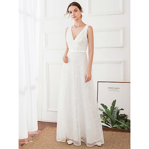 A-Line Wedding Dresses V Neck Floor Length Satin Polyester Regular Straps with 2021
A-Line Wedding Dresses V Neck Floor Length Satin Polyester Regular Straps with 2021