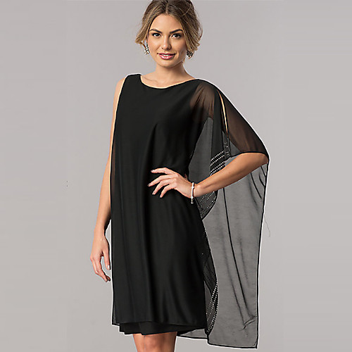 Two Piece Sheath / Column Mother of the Bride Dress Plus Size Jewel Neck Knee Length Chiffon Half Sleeve with Ruching 2021
Two Piece Sheath / Column Mother of the Bride Dress Plus Size Jewel Neck Knee Length Chiffon Half Sleeve with Ruching 2021