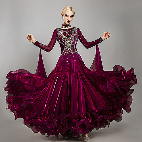 Ballroom Dance Dress Embroidery Appliques Crystals / Rhinestones Women's Training Performance Long Sleeve Tulle Ice Silk
Ballroom Dance Dress Embroidery Appliques Crystals / Rhinestones Women's Training Performance Long Sleeve Tulle Ice Silk