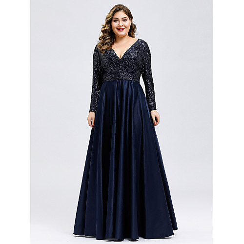 A-Line Mother of the Bride Dress Sparkle & Shine V Neck Floor Length Satin Sequined Long Sleeve with Sequin 2021
A-Line Mother of the Bride Dress Sparkle & Shine V Neck Floor Length Satin Sequined Long Sleeve with Sequin 2021