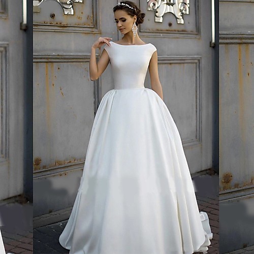 A-Line Wedding Dresses Bateau Neck Court Train Polyester Cap Sleeve with 2021
A-Line Wedding Dresses Bateau Neck Court Train Polyester Cap Sleeve with 2021