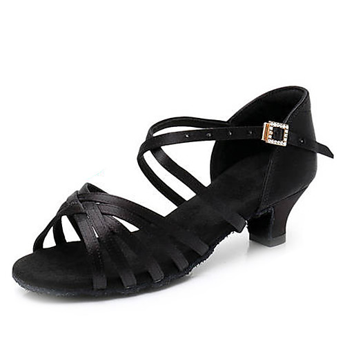 Girls' Dance Shoes Satin / Faux Leather Latin Shoes / Salsa Shoes Buckle / Crystals Heel Thick Heel Customizable Black / Dark Brown / White
Girls' Dance Shoes Satin / Faux Leather Latin Shoes / Salsa Shoes Buckle / Crystals Heel Thick Heel Customizable Black / Dark Brown / White