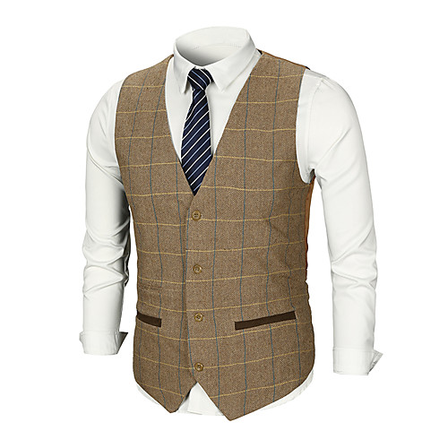 Men's Work Business / Basic Fall & Winter Regular Vest, Plaid / Solid Colored V Neck Sleeveless Cotton / Polyester Patchwork Brown / Dark Gray / Business Formal / Skinny
Men's Work Business / Basic Fall & Winter Regular Vest, Plaid / Solid Colored V Neck Sleeveless Cotton / Polyester Patchwork Brown / Dark Gray / Business Formal / Skinny