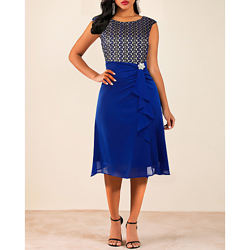 Women's A Line Dress - Sleeveless Solid Colored Ruched Print Going out Blue M L XL XXL XXXL
Women's A Line Dress - Sleeveless Solid Colored Ruched Print Going out Blue M L XL XXL XXXL