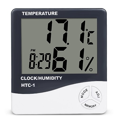 

LCD Digital Temperature Humidity Meter Home Indoor Outdoor hygrometer thermometer Weather Station with Clock