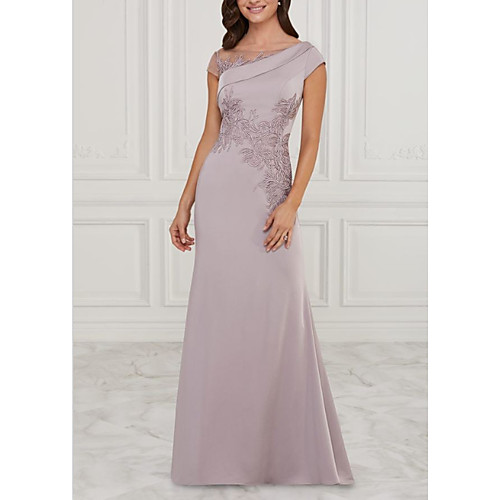 Sheath / Column Mother of the Bride Dress Elegant & Luxurious Bateau Neck Sweep / Brush Train Satin Short Sleeve with Appliques 2021
Sheath / Column Mother of the Bride Dress Elegant & Luxurious Bateau Neck Sweep / Brush Train Satin Short Sleeve with Appliques 2021