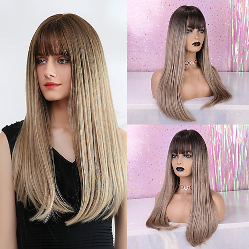 Synthetic Wig Bangs Straight Natural Straight Side Part Neat Bang With Bangs Wig Long Light Brown Synthetic Hair 24 inch Women's Cosplay Women Synthetic Light Brown HAIR CUBE
Synthetic Wig Bangs Straight Natural Straight Side Part Neat Bang With Bangs Wig Long Light Brown Synthetic Hair 24 inch Women's Cosplay Women Synthetic Light Brown HAIR CUBE