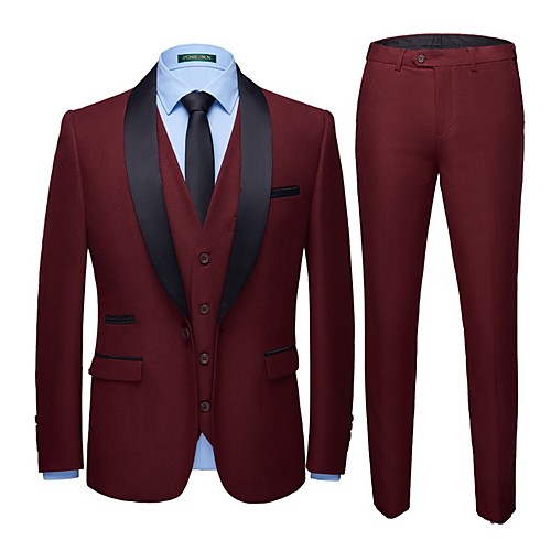 Black / Blue / Burgundy Solid Colored Tailored Fit Polyester Suit - Shawl Collar Single Breasted One-button / Suits
Black / Blue / Burgundy Solid Colored Tailored Fit Polyester Suit - Shawl Collar Single Breasted One-button / Suits