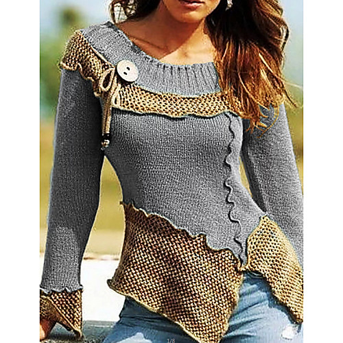 Women's Color Block Long Sleeve Pullover Sweater Jumper, Round Neck Blue / Red / Yellow S / M / L
Women's Color Block Long Sleeve Pullover Sweater Jumper, Round Neck Blue / Red / Yellow S / M / L