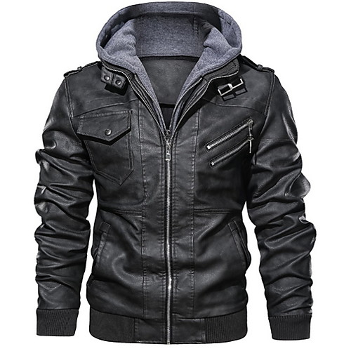 Men's Color Block Faux Leather Jacket Regular Daily Long Sleeve Polyester Coat Tops Black
Men's Color Block Faux Leather Jacket Regular Daily Long Sleeve Polyester Coat Tops Black