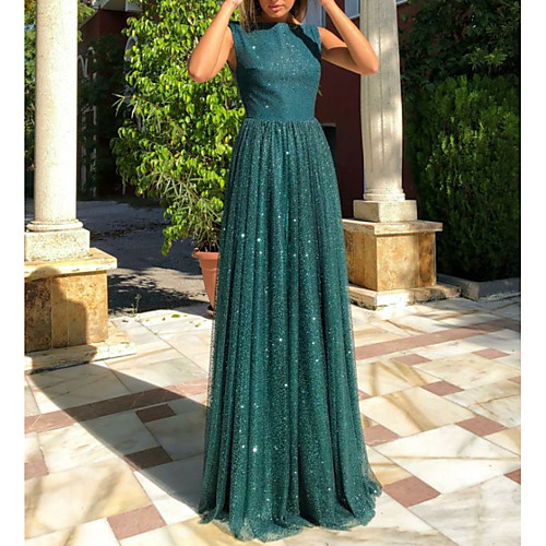 A-Line Open Back Prom Dress Boat Neck Sleeveless Floor Length Tulle with Sequin 2021
A-Line Open Back Prom Dress Boat Neck Sleeveless Floor Length Tulle with Sequin 2021