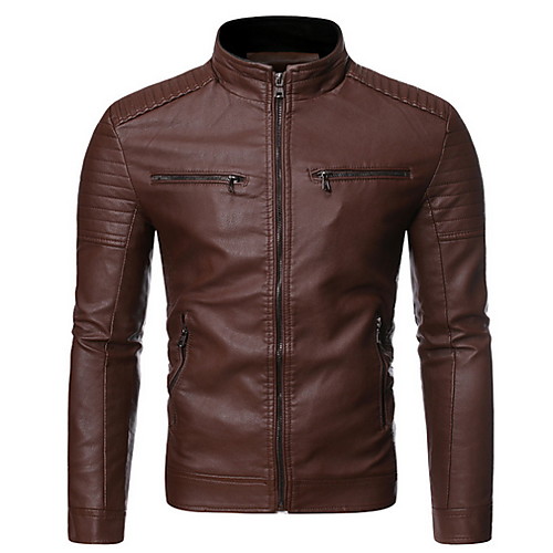 Men's Leather Jacket Daily Stand Regular Solid Colored Long Sleeve Black / Khaki / Brown US32 / UK32 / EU40 / US34 / UK34 / EU42 / US36 / UK36 / EU44
Men's Leather Jacket Daily Stand Regular Solid Colored Long Sleeve Black / Khaki / Brown US32 / UK32 / EU40 / US34 / UK34 / EU42 / US36 / UK36 / EU44