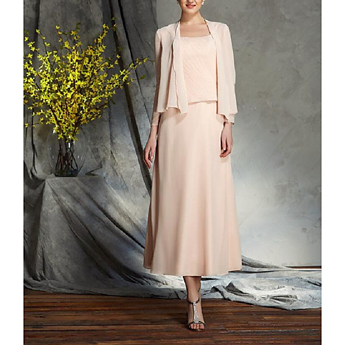 A-Line Mother of the Bride Dress Wrap Included Spaghetti Strap Tea Length Chiffon 3/4 Length Sleeve with Ruching 2021
A-Line Mother of the Bride Dress Wrap Included Spaghetti Strap Tea Length Chiffon 3/4 Length Sleeve with Ruching 2021