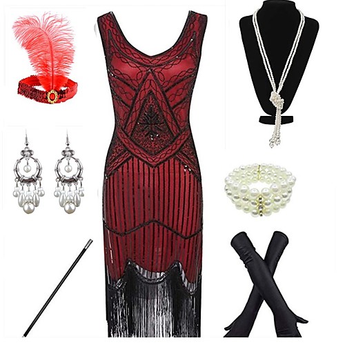 The Great Gatsby 1920s Vintage 1930s Vacation Dress Flapper Dress Outfits Party Costume Flapper Headband Women's Tassel Fringe Costume Bracelet Black / Red / Blue Vintage Cosplay Festival Sleeveless
The Great Gatsby 1920s Vintage 1930s Vacation Dress Flapper Dress Outfits Party Costume Flapper Headband Women's Tassel Fringe Costume Bracelet Black / Red / Blue Vintage Cosplay Festival Sleeveless