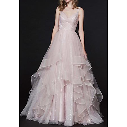 A-Line Open Back Prom Dress Spaghetti Strap Sleeveless Sweep / Brush Train Tulle with Pleats Sequin 2021
A-Line Open Back Prom Dress Spaghetti Strap Sleeveless Sweep / Brush Train Tulle with Pleats Sequin 2021