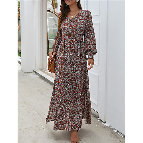 Women's Maxi A Line Dress - Long Sleeve Floral V Neck Elegant Loose Black Red Yellow Light Blue S M L XL
Women's Maxi A Line Dress - Long Sleeve Floral V Neck Elegant Loose Black Red Yellow Light Blue S M L XL