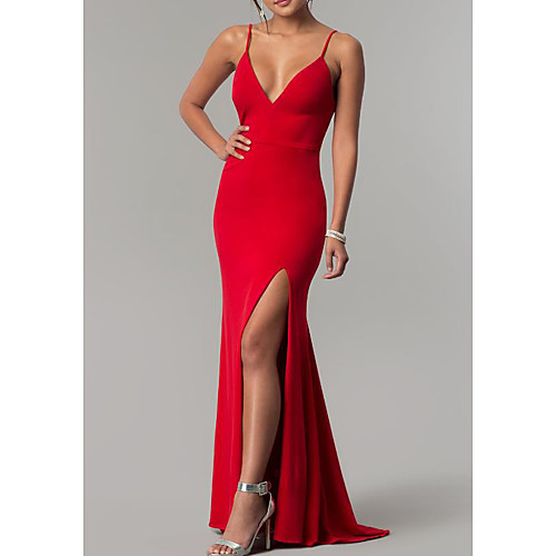 Mermaid / Trumpet Elegant Formal Evening Dress Plunging Neck Sleeveless Sweep / Brush Train Spandex with Split Front 2021
Mermaid / Trumpet Elegant Formal Evening Dress Plunging Neck Sleeveless Sweep / Brush Train Spandex with Split Front 2021