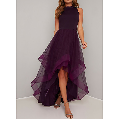 A-Line Elegant Prom Dress Jewel Neck Sleeveless Asymmetrical Tulle Polyester with Pleats 2021
A-Line Elegant Prom Dress Jewel Neck Sleeveless Asymmetrical Tulle Polyester with Pleats 2021