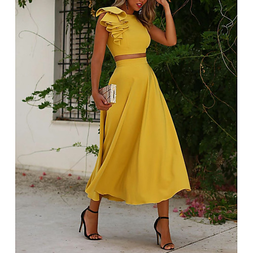 Two Piece Elegant Vintage Cocktail Party Formal Evening Dress Jewel Neck Sleeveless Ankle Length Satin with Ruffles 2021
Two Piece Elegant Vintage Cocktail Party Formal Evening Dress Jewel Neck Sleeveless Ankle Length Satin with Ruffles 2021