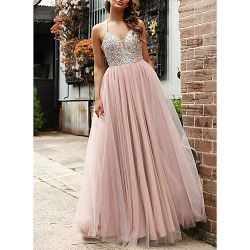 A-Line Elegant Prom Formal Evening Dress Spaghetti Strap Sleeveless Floor Length Tulle Sequined with Crystals Beading 2021
A-Line Elegant Prom Formal Evening Dress Spaghetti Strap Sleeveless Floor Length Tulle Sequined with Crystals Beading 2021
