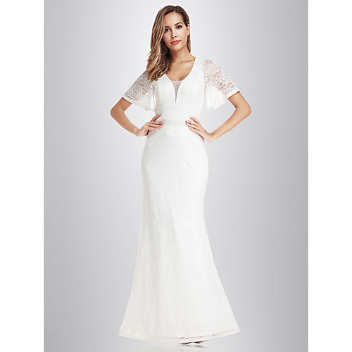 Mermaid / Trumpet Wedding Dresses V Neck Floor Length Lace Short Sleeve with Lace 2021
Mermaid / Trumpet Wedding Dresses V Neck Floor Length Lace Short Sleeve with Lace 2021