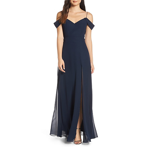 A-Line Spaghetti Strap Floor Length Chiffon Bridesmaid Dress with Split Front
A-Line Spaghetti Strap Floor Length Chiffon Bridesmaid Dress with Split Front
