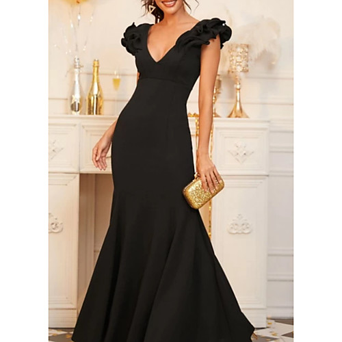Mermaid / Trumpet Elegant Wedding Guest Formal Evening Dress V Neck Sleeveless Floor Length Sequined with Ruffles 2021
Mermaid / Trumpet Elegant Wedding Guest Formal Evening Dress V Neck Sleeveless Floor Length Sequined with Ruffles 2021