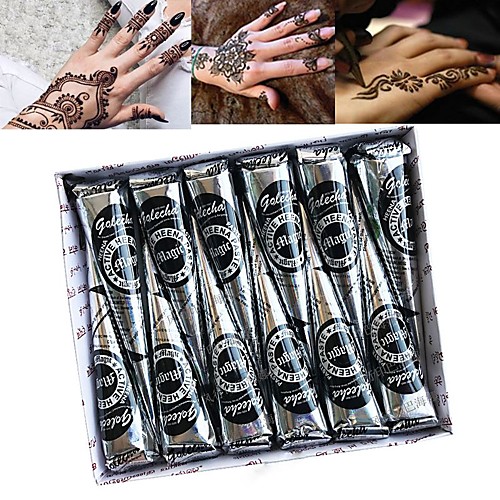 12PCS Natural Black Mehndi Henna Cones Tattoo Paste for Temporary Tattoos Body Paint Skin Art
12PCS Natural Black Mehndi Henna Cones Tattoo Paste for Temporary Tattoos Body Paint Skin Art