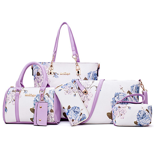 Women's Bags PU Leather Bag Set 6 Pieces Purse Set Floral Print Daily Office & Career Bag Sets Handbags Wine White Black Purple
Women's Bags PU Leather Bag Set 6 Pieces Purse Set Floral Print Daily Office & Career Bag Sets Handbags Wine White Black Purple