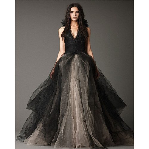 Ball Gown Wedding Dresses Halter Neck Floor Length Satin Tulle Regular Straps Black Modern with Appliques 2021
Ball Gown Wedding Dresses Halter Neck Floor Length Satin Tulle Regular Straps Black Modern with Appliques 2021