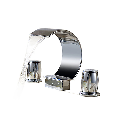 Bathroom Sink Faucet - Waterfall Chrome Widespread Two Handles Three HolesBath Taps
Bathroom Sink Faucet - Waterfall Chrome Widespread Two Handles Three HolesBath Taps
