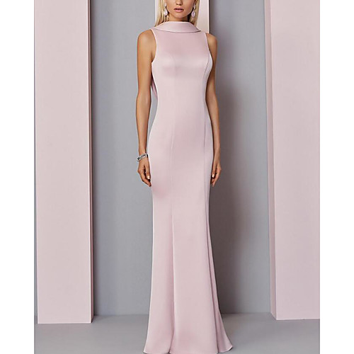 Sheath / Column Elegant Engagement Formal Evening Dress High Neck Sleeveless Floor Length Satin with Pleats 2021
Sheath / Column Elegant Engagement Formal Evening Dress High Neck Sleeveless Floor Length Satin with Pleats 2021