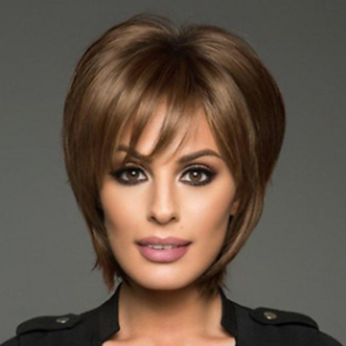 Synthetic Wig kinky Straight Asymmetrical Wig Short Brown Synthetic Hair 6 inch Women's Middle Part Brown
Synthetic Wig kinky Straight Asymmetrical Wig Short Brown Synthetic Hair 6 inch Women's Middle Part Brown