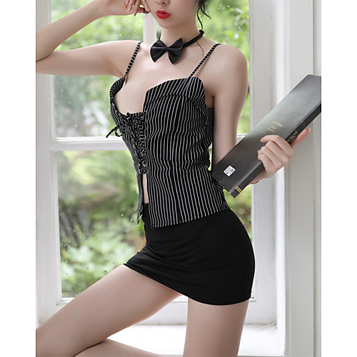 Women's Backless Cut Out Super Sexy Babydoll & Slips Uniforms & Cheongsams Suits Nightwear Striped Patchwork Black S M L / Strap
Women's Backless Cut Out Super Sexy Babydoll & Slips Uniforms & Cheongsams Suits Nightwear Striped Patchwork Black S M L / Strap